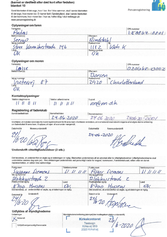 Registrering I PERSON - Faderskab/Medmoderskab, Når Barnet ER ...