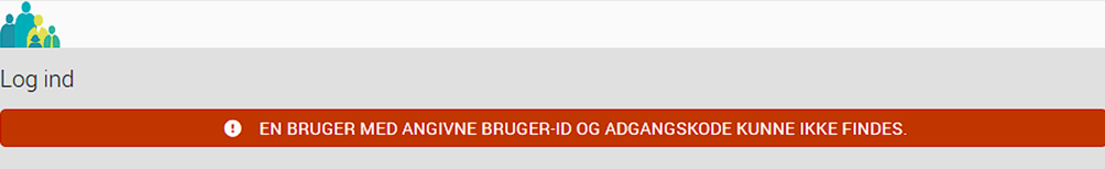 En bruger-id med angivne bruger-id og adgangskode kunne ikke findes