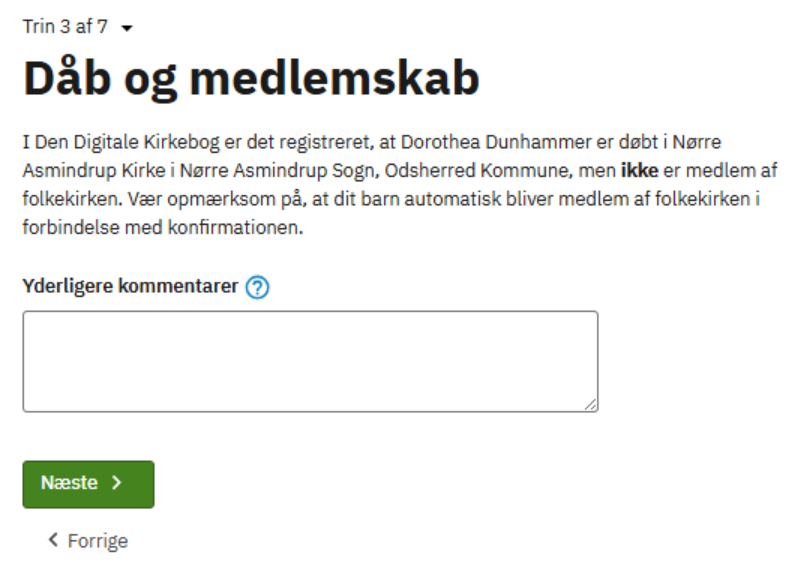 billede af besked, når konfirmanden ikke er medlem.