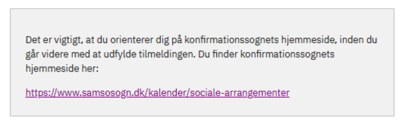billede af link på et sogns hjemmeside til konfirmandtilmelding