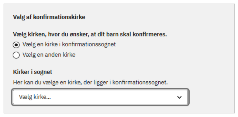Billede af en konfirmationskirke er valgt