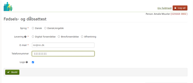 Billedet viser at logo kan vælges
